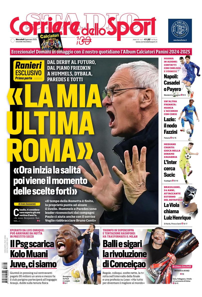 Prima-pagina-corriere-dello-sport-edizione-di-oggi-08-01-2025