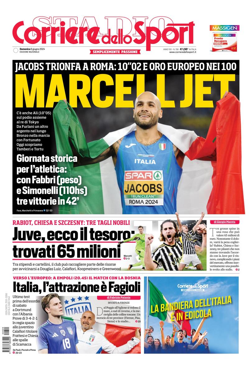 Prima-pagina-corriere-dello-sport-edizione-di-oggi-09-06-2024