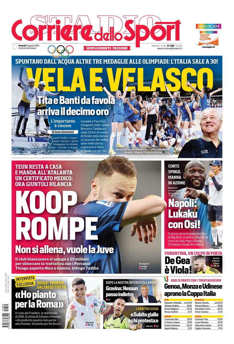 Prima-pagina-corriere-dello-sport-edizione-di-oggi-09-08-2024