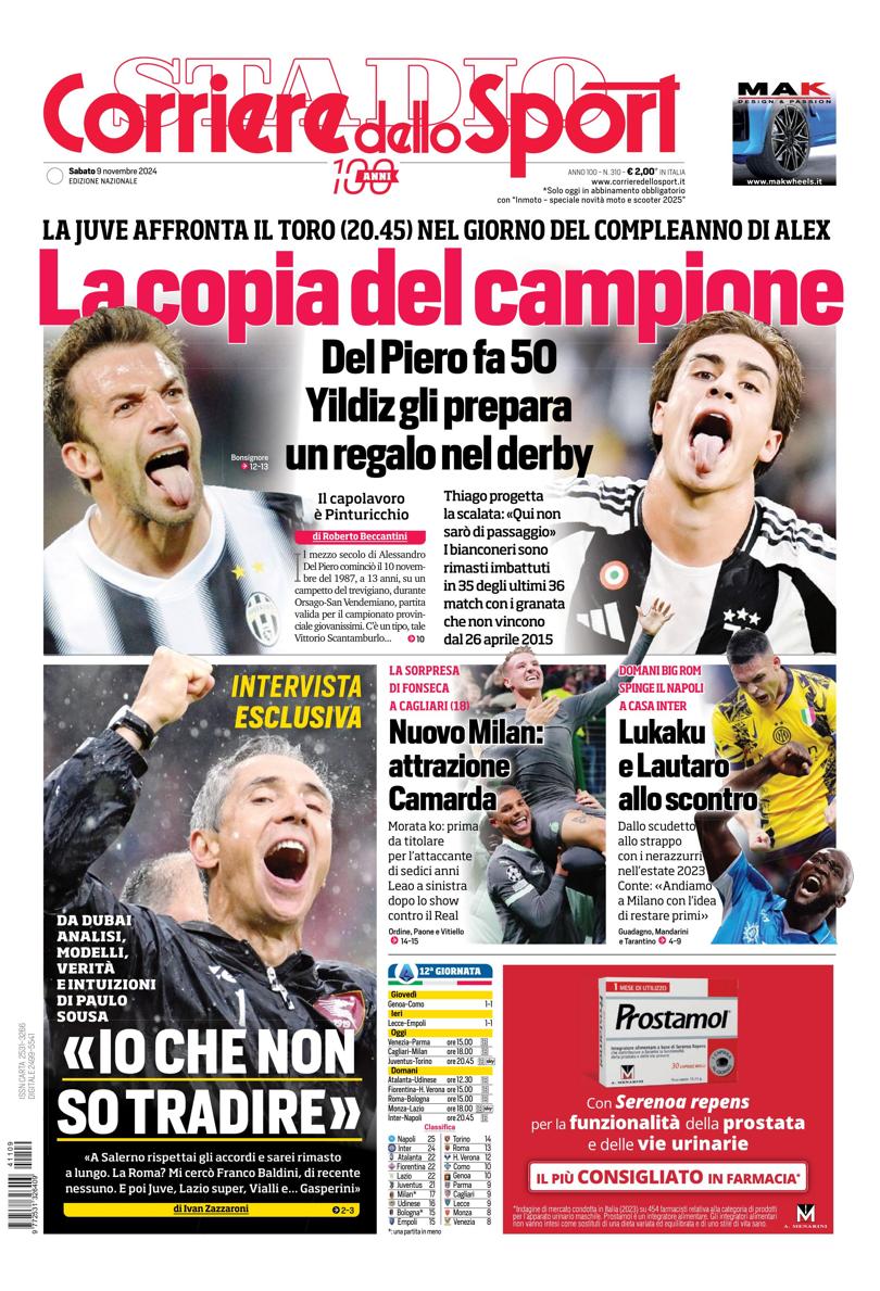 Prima-pagina-corriere-dello-sport-edizione-di-oggi-09-11-2024