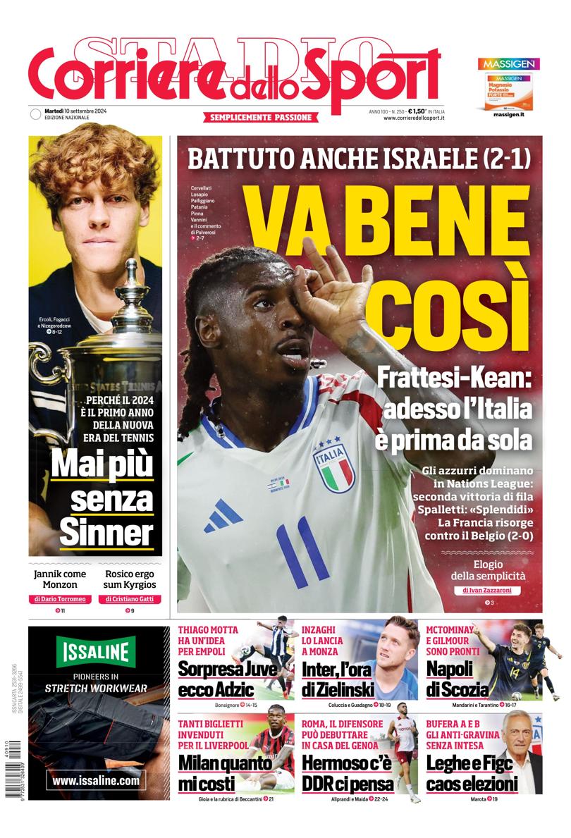 Prima-pagina-corriere-dello-sport-edizione-di-oggi-10-09-2024