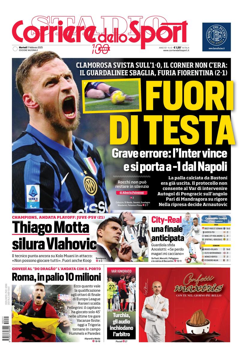 Prima-pagina-corriere-dello-sport-edizione-di-oggi-11-02-2025