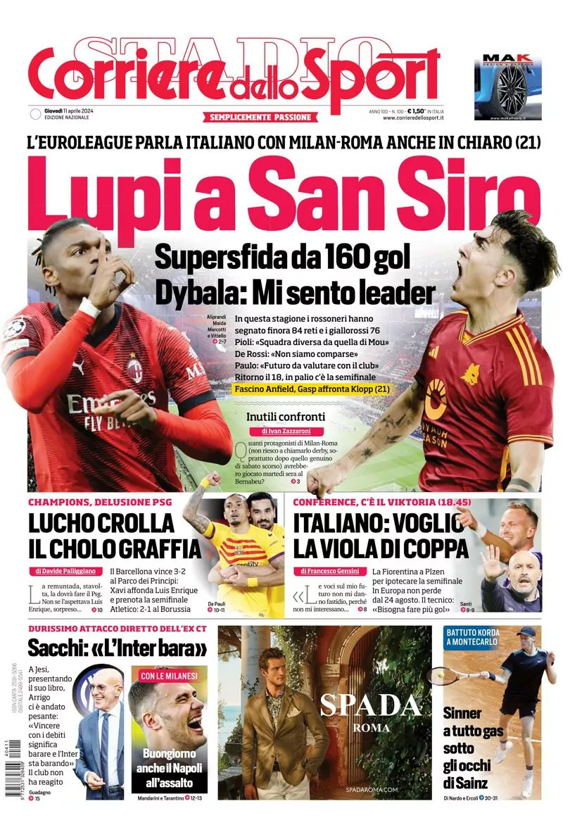 Prima-pagina-corriere-dello-sport-edizione-di-oggi-11-04-2024