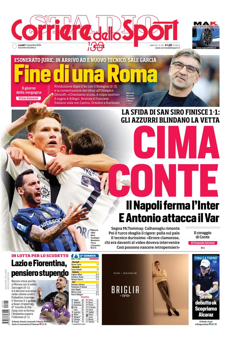 Prima-pagina-corriere-dello-sport-edizione-di-oggi-11-11-2024