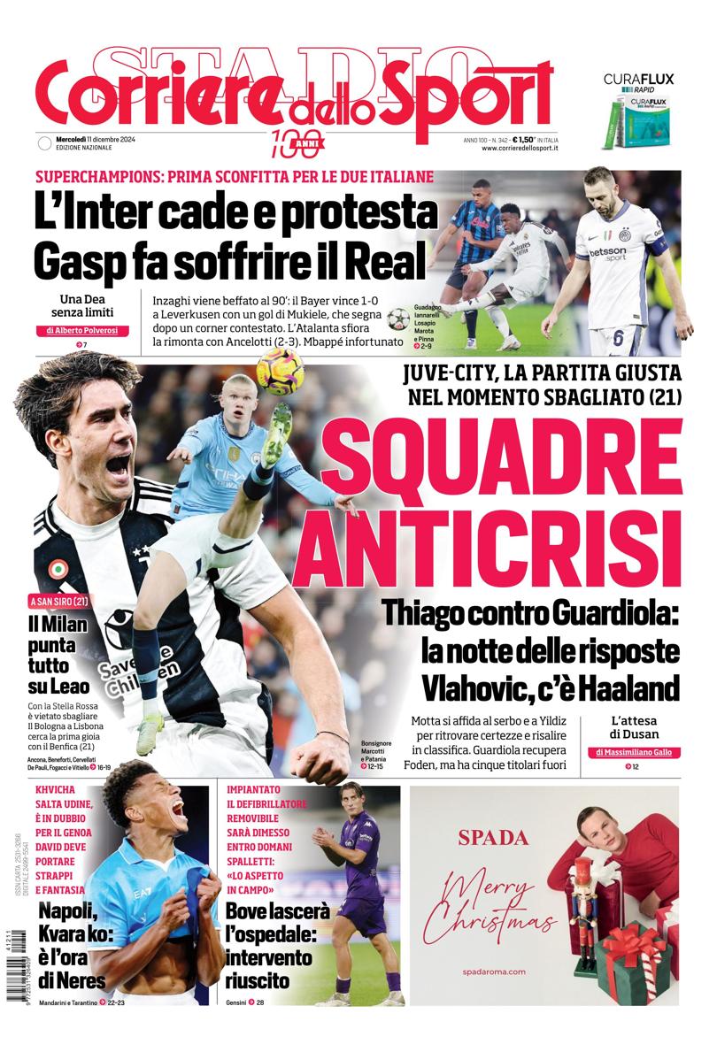 Prima-pagina-corriere-dello-sport-edizione-di-oggi-11-12-2024