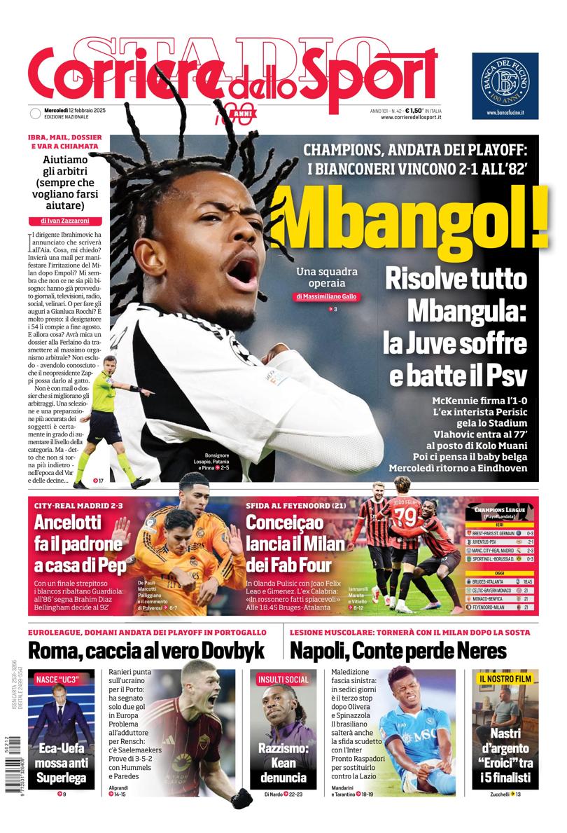 Prima-pagina-corriere-dello-sport-edizione-di-oggi-12-02-2025