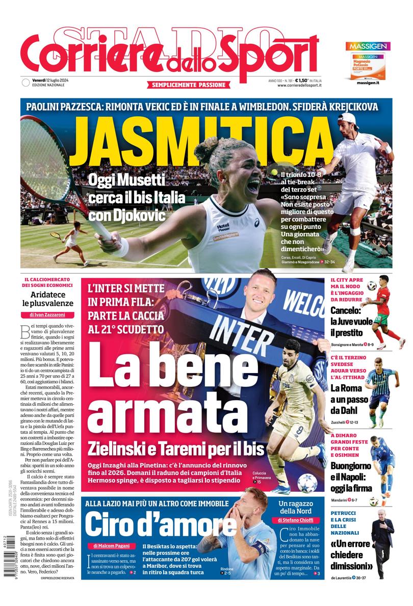 Prima-pagina-corriere-dello-sport-edizione-di-oggi-12-07-2024