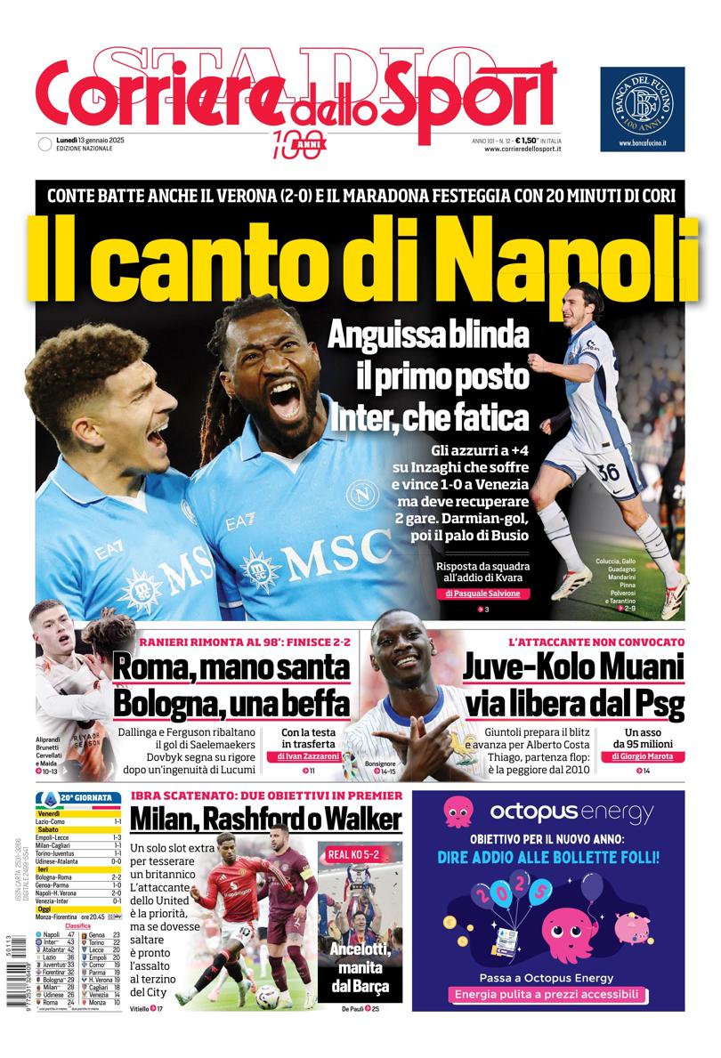 Prima-pagina-corriere-dello-sport-edizione-di-oggi-13-01-2025