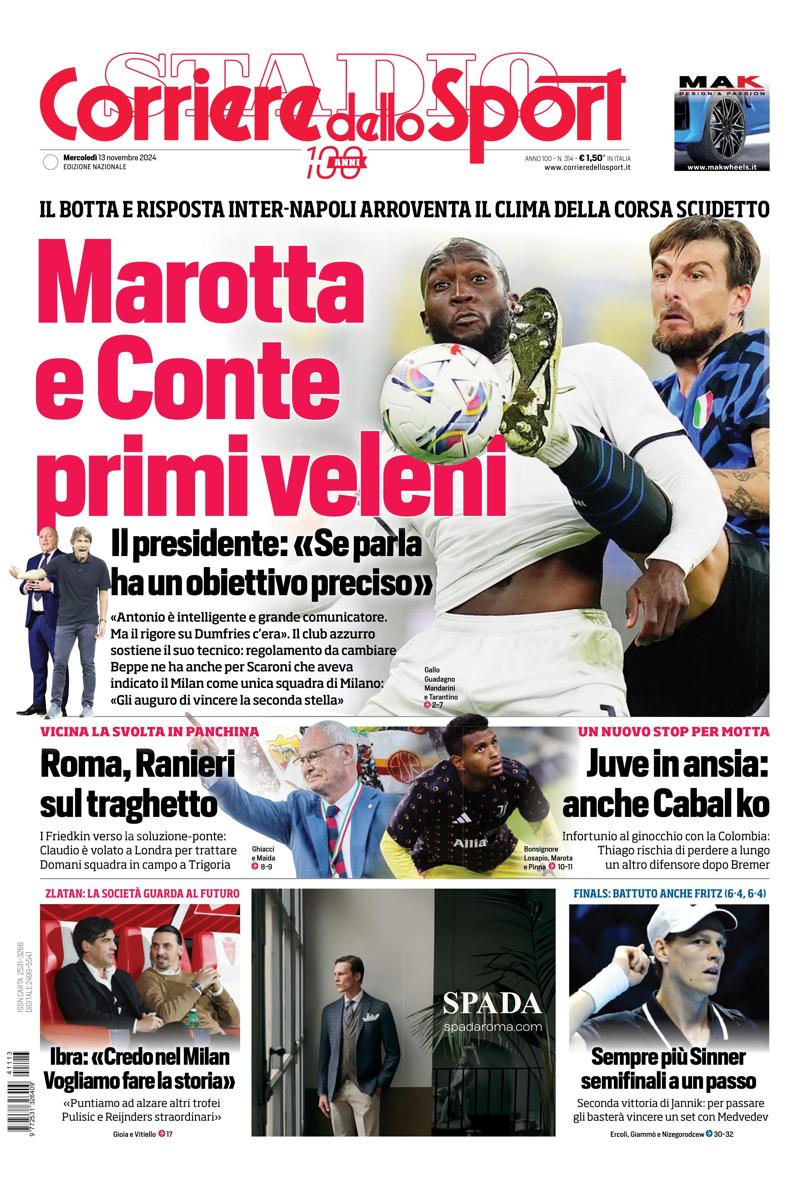 Prima-pagina-corriere-dello-sport-edizione-di-oggi-13-11-2024