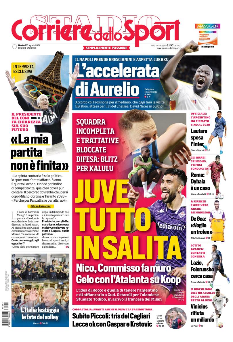 Prima-pagina-corriere-dello-sport-edizione-di-oggi-14-08-2024