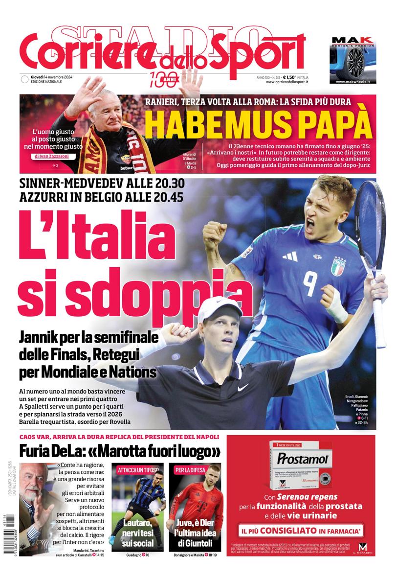 Prima-pagina-corriere-dello-sport-edizione-di-oggi-14-11-2024