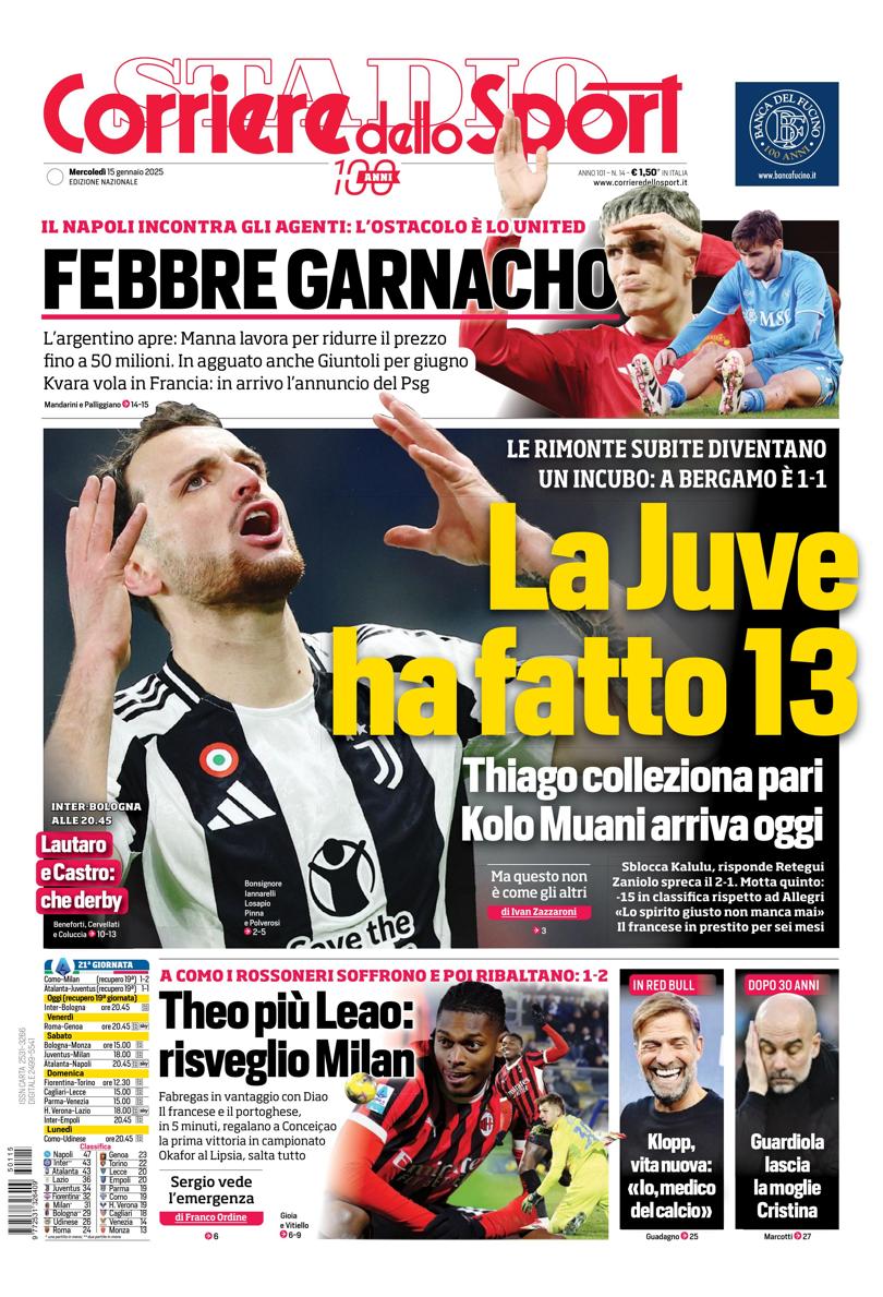 Prima-pagina-corriere-dello-sport-edizione-di-oggi-15-01-2025