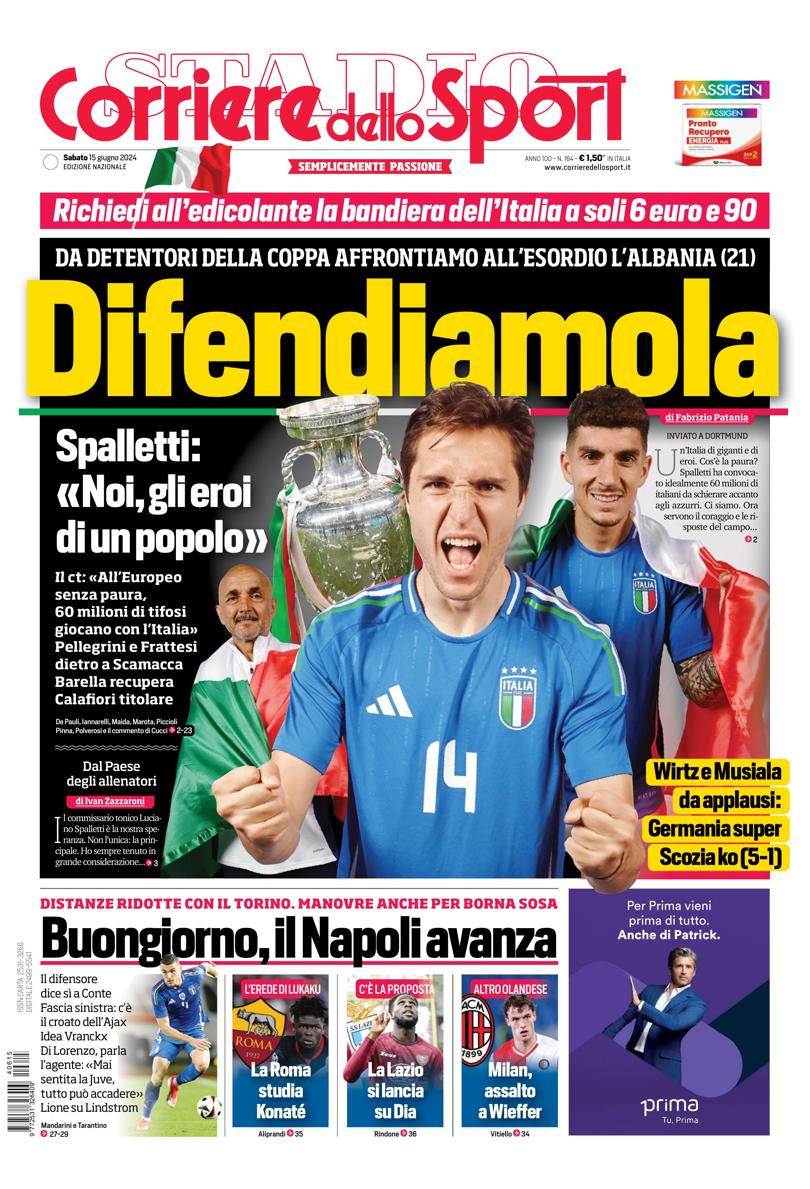 Prima-pagina-corriere-dello-sport-edizione-di-oggi-15-06-2024