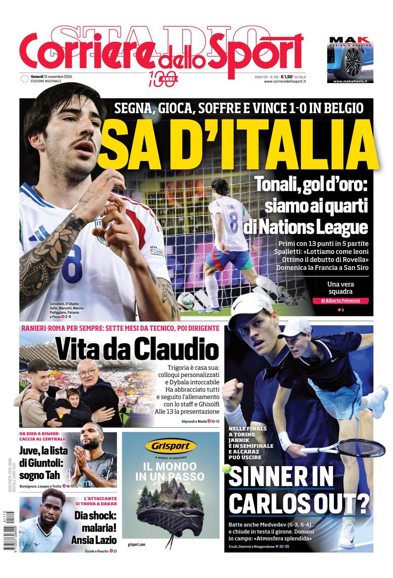 Prima-pagina-corriere-dello-sport-edizione-di-oggi-15-11-2024