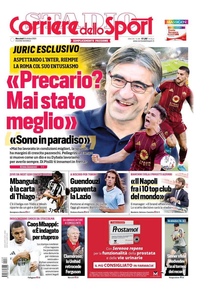 Prima-pagina-corriere-dello-sport-edizione-di-oggi-16-10-2024