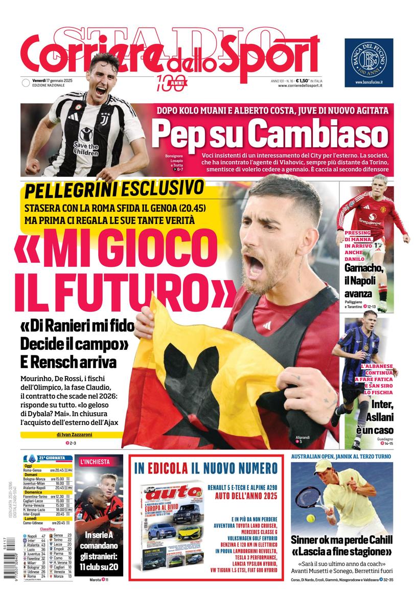 Prima-pagina-corriere-dello-sport-edizione-di-oggi-17-01-2025