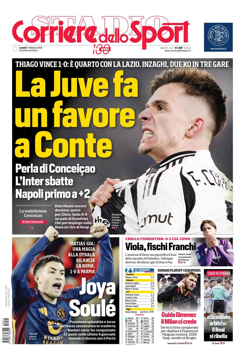 Prima-pagina-corriere-dello-sport-edizione-di-oggi-17-02-2025