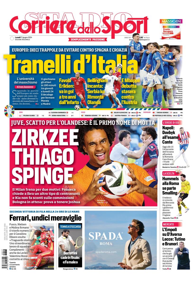 Prima-pagina-corriere-dello-sport-edizione-di-oggi-17-06-2024