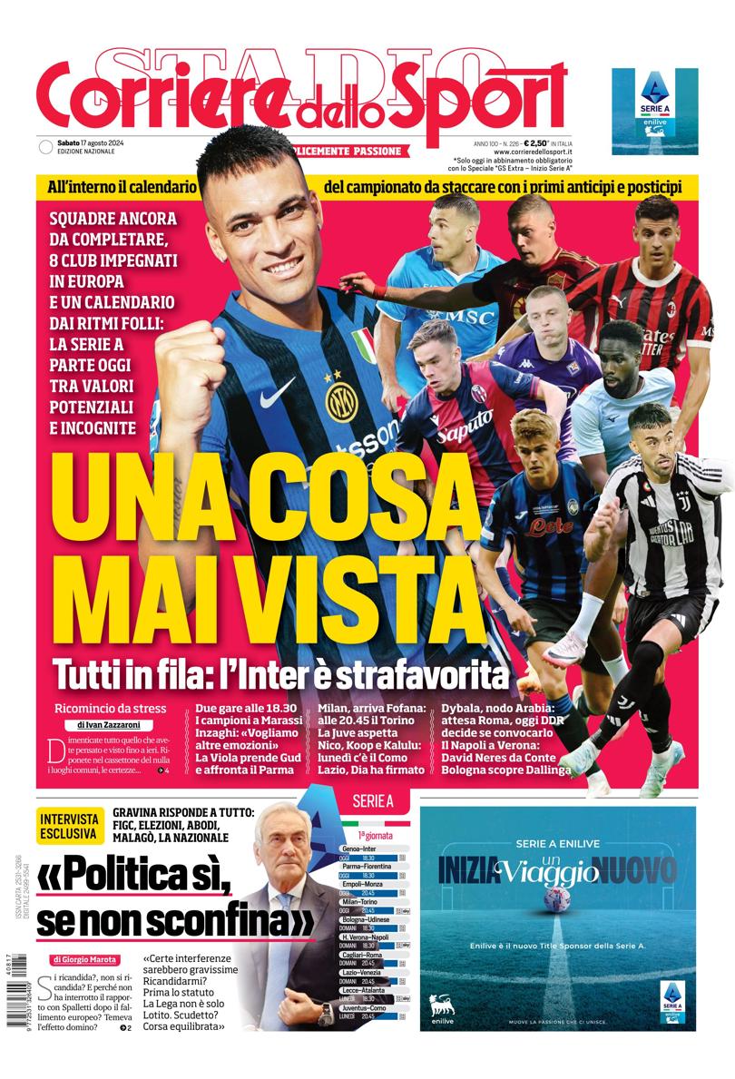 Prima-pagina-corriere-dello-sport-edizione-di-oggi-17-08-2024