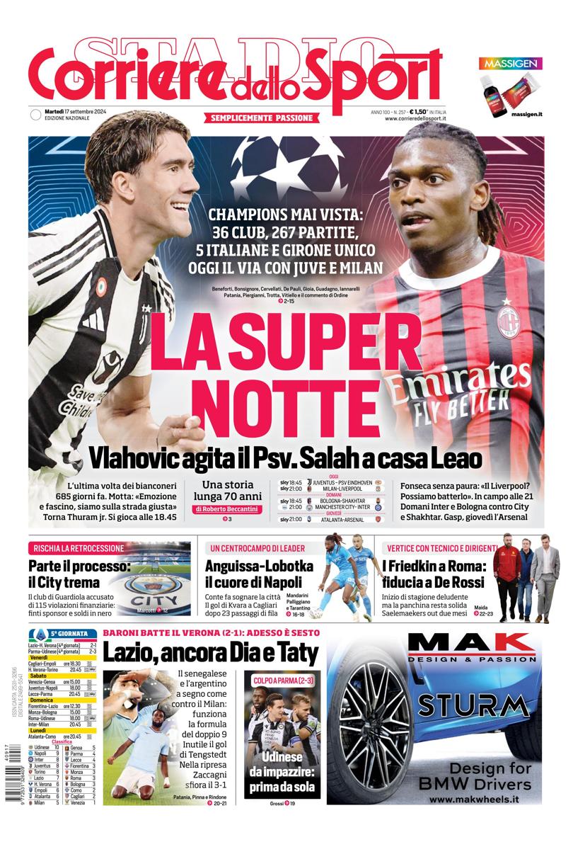 Prima-pagina-corriere-dello-sport-edizione-di-oggi-17-09-2024