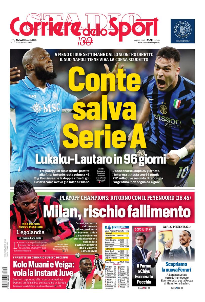 Prima-pagina-corriere-dello-sport-edizione-di-oggi-18-02-2025