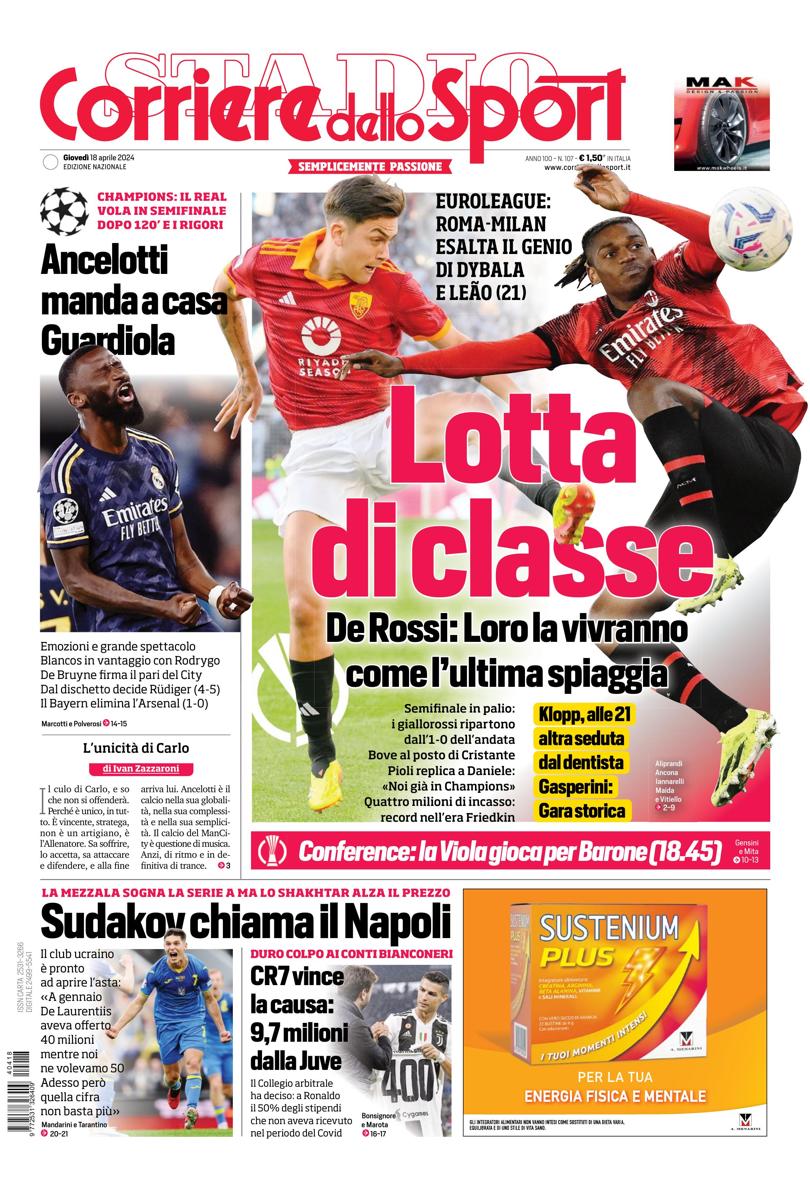 Prima-pagina-corriere-dello-sport-edizione-di-oggi-18-04-2024