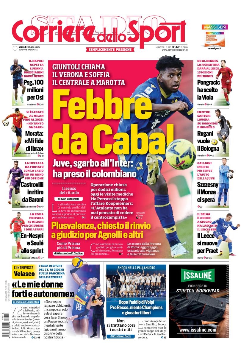 Prima-pagina-corriere-dello-sport-edizione-di-oggi-18-07-2024