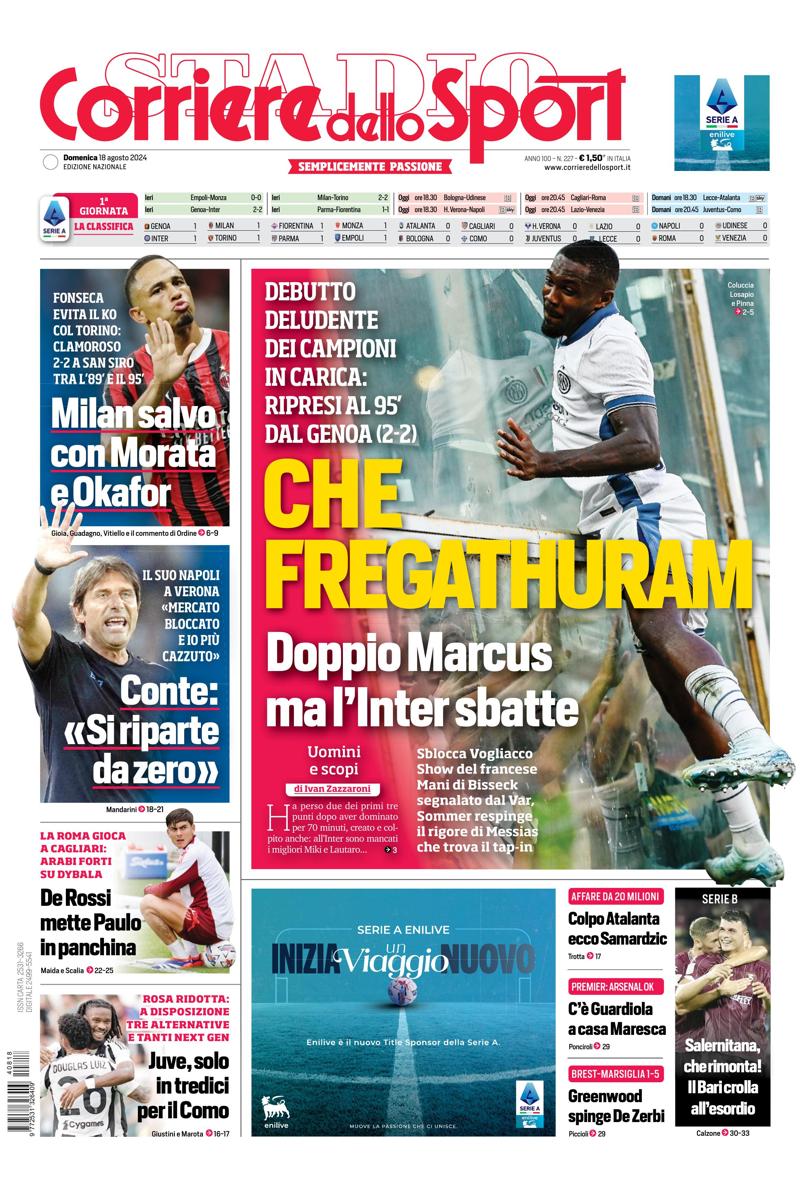 Prima-pagina-corriere-dello-sport-edizione-di-oggi-18-08-2024