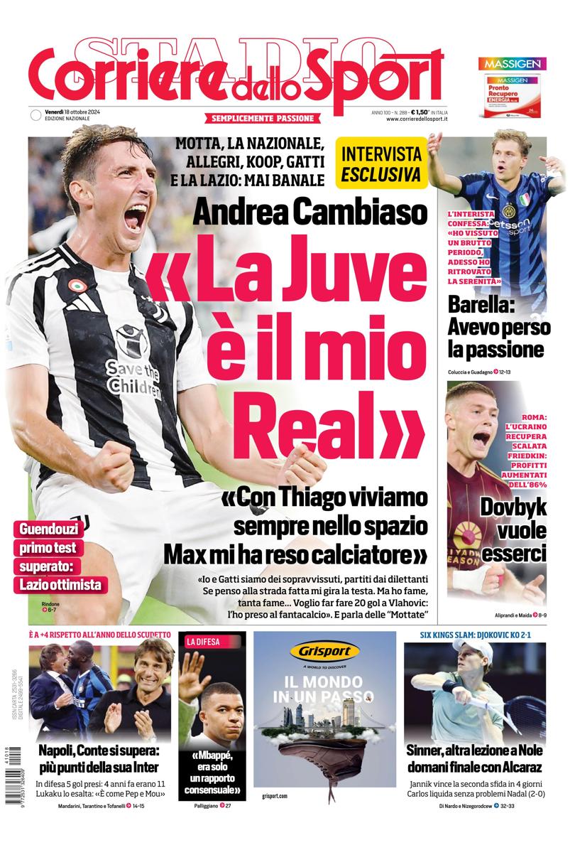 Prima-pagina-corriere-dello-sport-edizione-di-oggi-18-10-2024