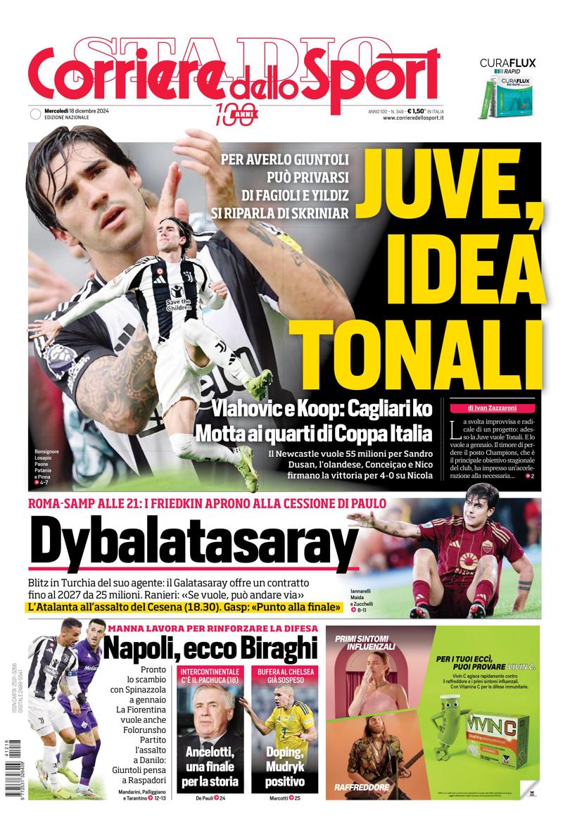 Prima-pagina-corriere-dello-sport-edizione-di-oggi-18-12-2024