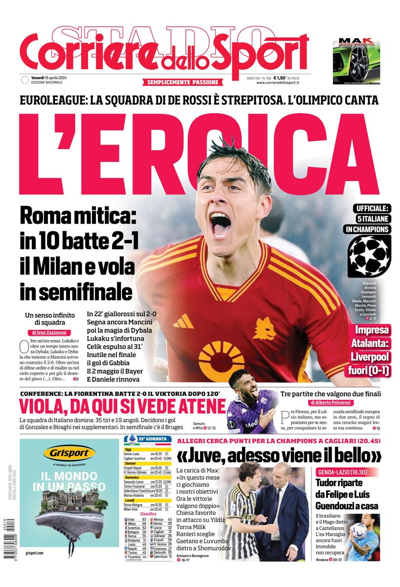 Prima-pagina-corriere-dello-sport-edizione-di-oggi-19-04-2024