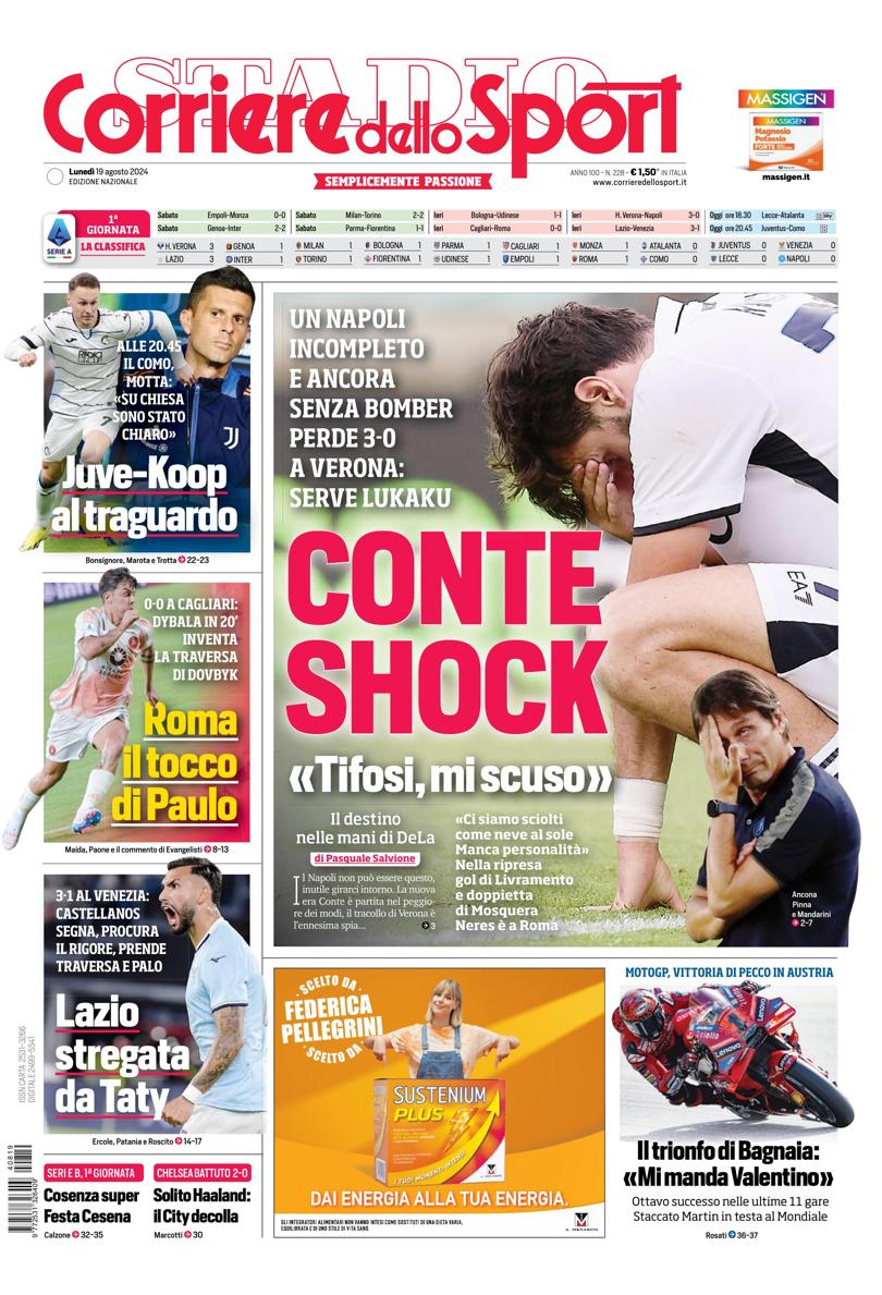 Prima-pagina-corriere-dello-sport-edizione-di-oggi-19-08-2024