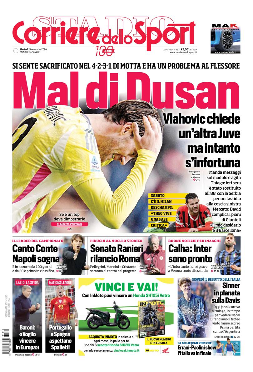 Prima-pagina-corriere-dello-sport-edizione-di-oggi-19-11-2024