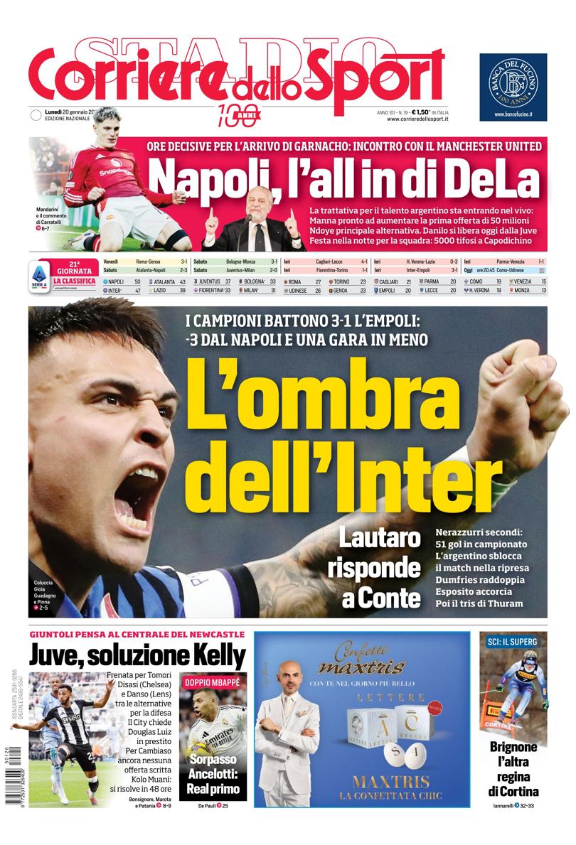 Prima-pagina-corriere-dello-sport-edizione-di-oggi-20-01-2025