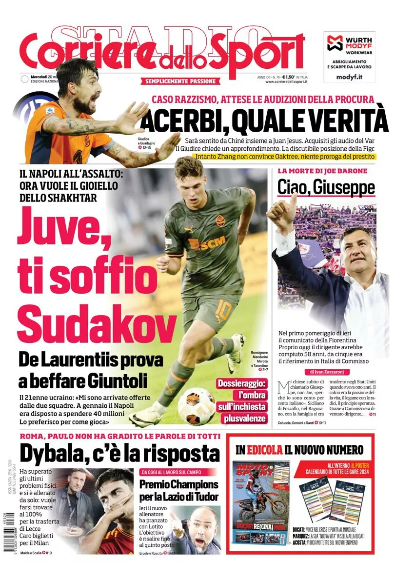 Prima-pagina-corriere-dello-sport-edizione-di-oggi-20-03-2024
