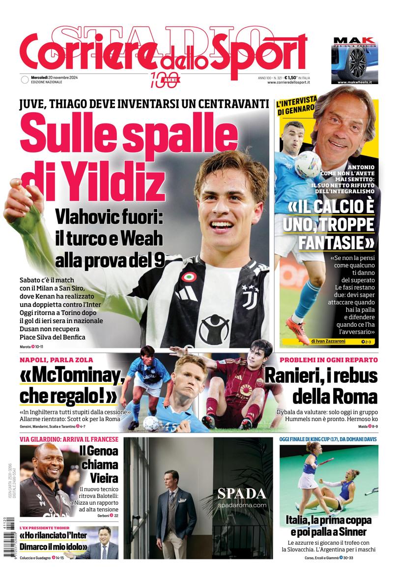 Prima-pagina-corriere-dello-sport-edizione-di-oggi-20-11-2024