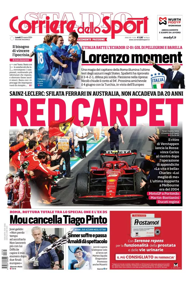Prima-pagina-corriere-dello-sport-edizione-di-oggi-2024-03-25