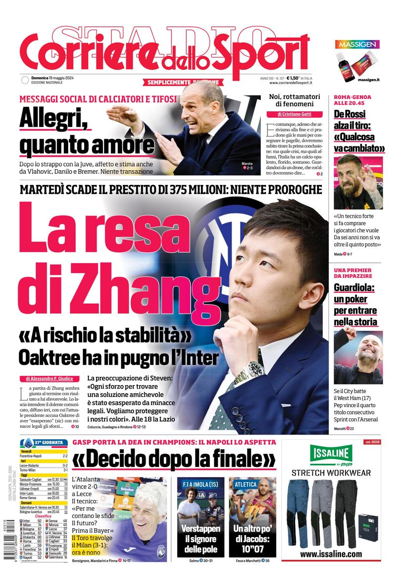 Prima-pagina-corriere-dello-sport-edizione-di-oggi-2024-05-19