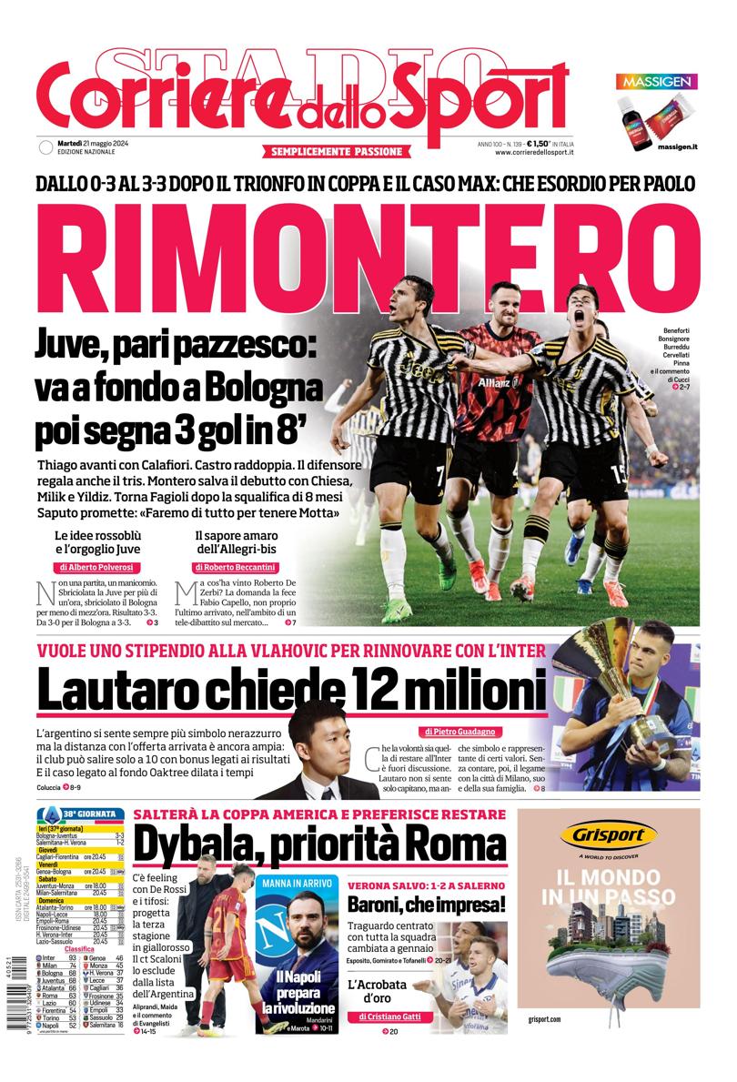 Prima-pagina-corriere-dello-sport-edizione-di-oggi-2024-05-21