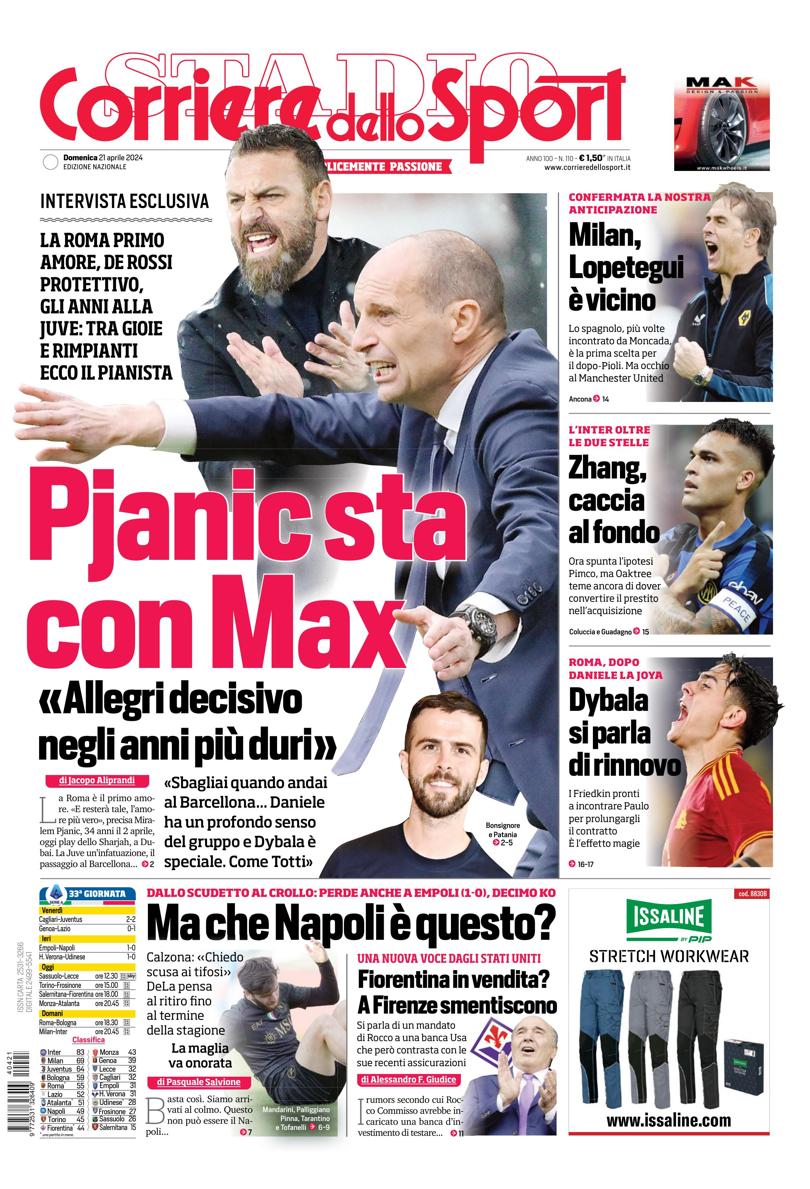 Prima-pagina-corriere-dello-sport-edizione-di-oggi-21-04-2024