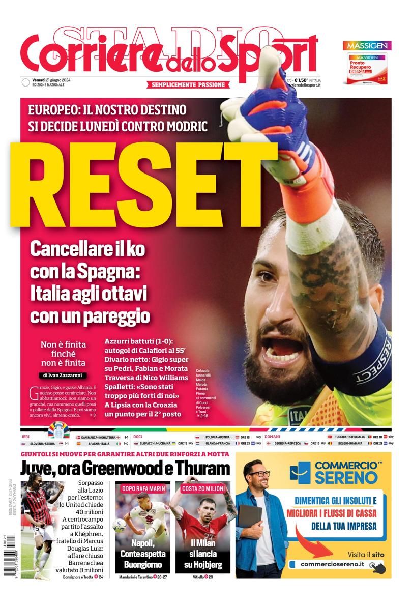 Prima-pagina-corriere-dello-sport-edizione-di-oggi-21-06-2024