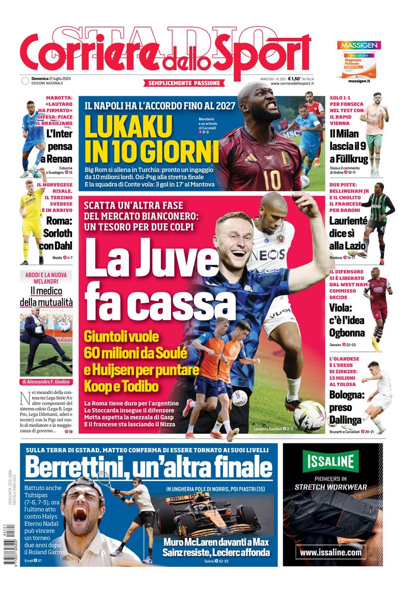 Prima-pagina-corriere-dello-sport-edizione-di-oggi-21-07-2024