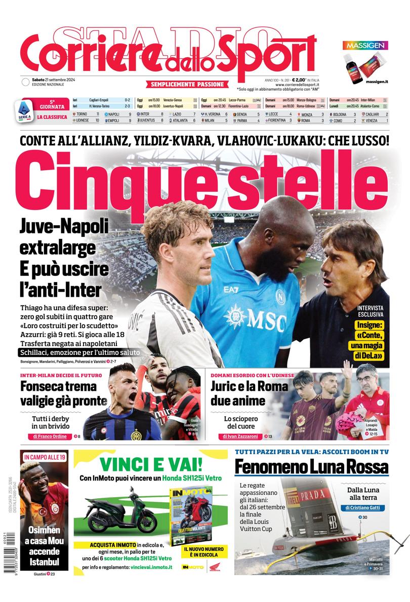 Prima-pagina-corriere-dello-sport-edizione-di-oggi-21-09-2024