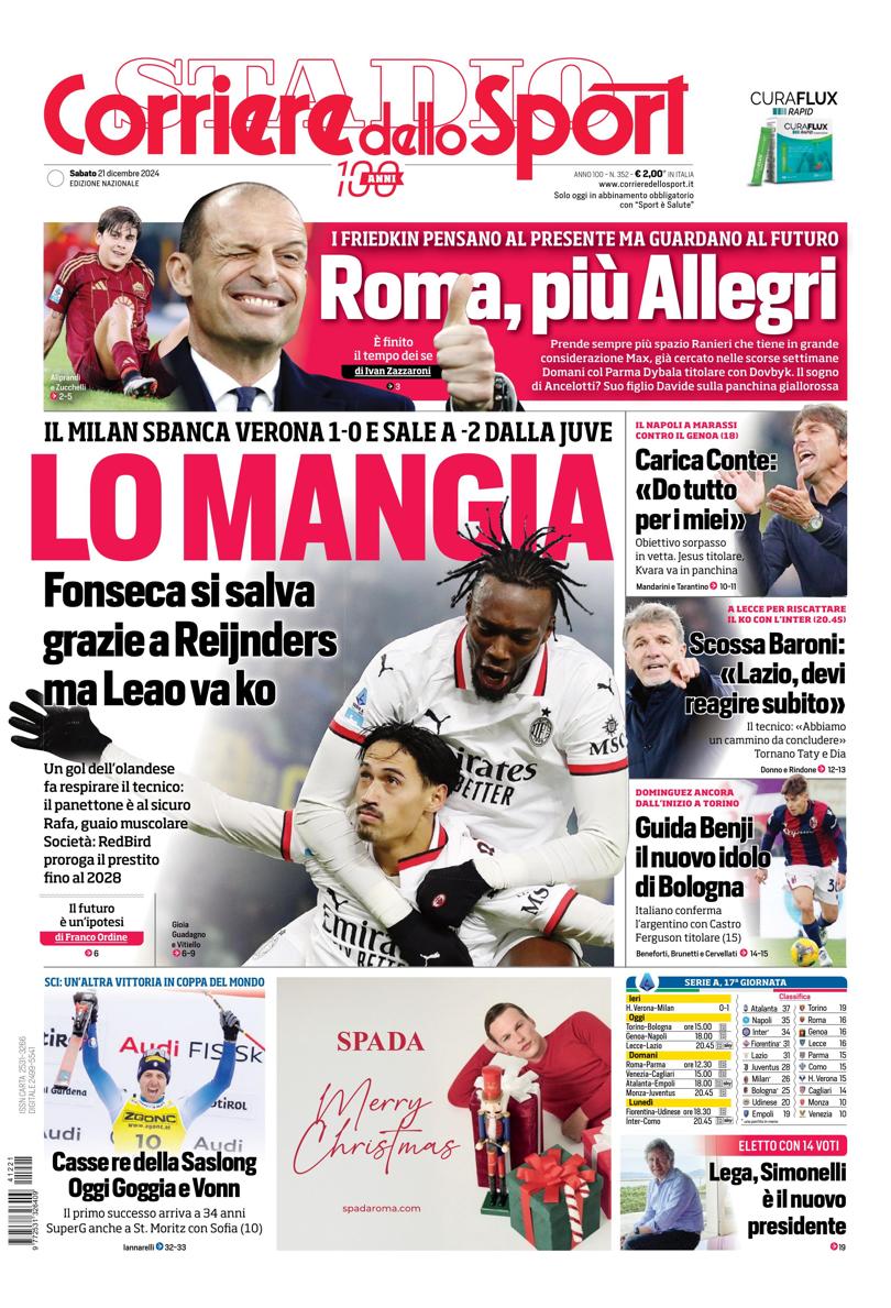 Prima-pagina-corriere-dello-sport-edizione-di-oggi-21-12-2024