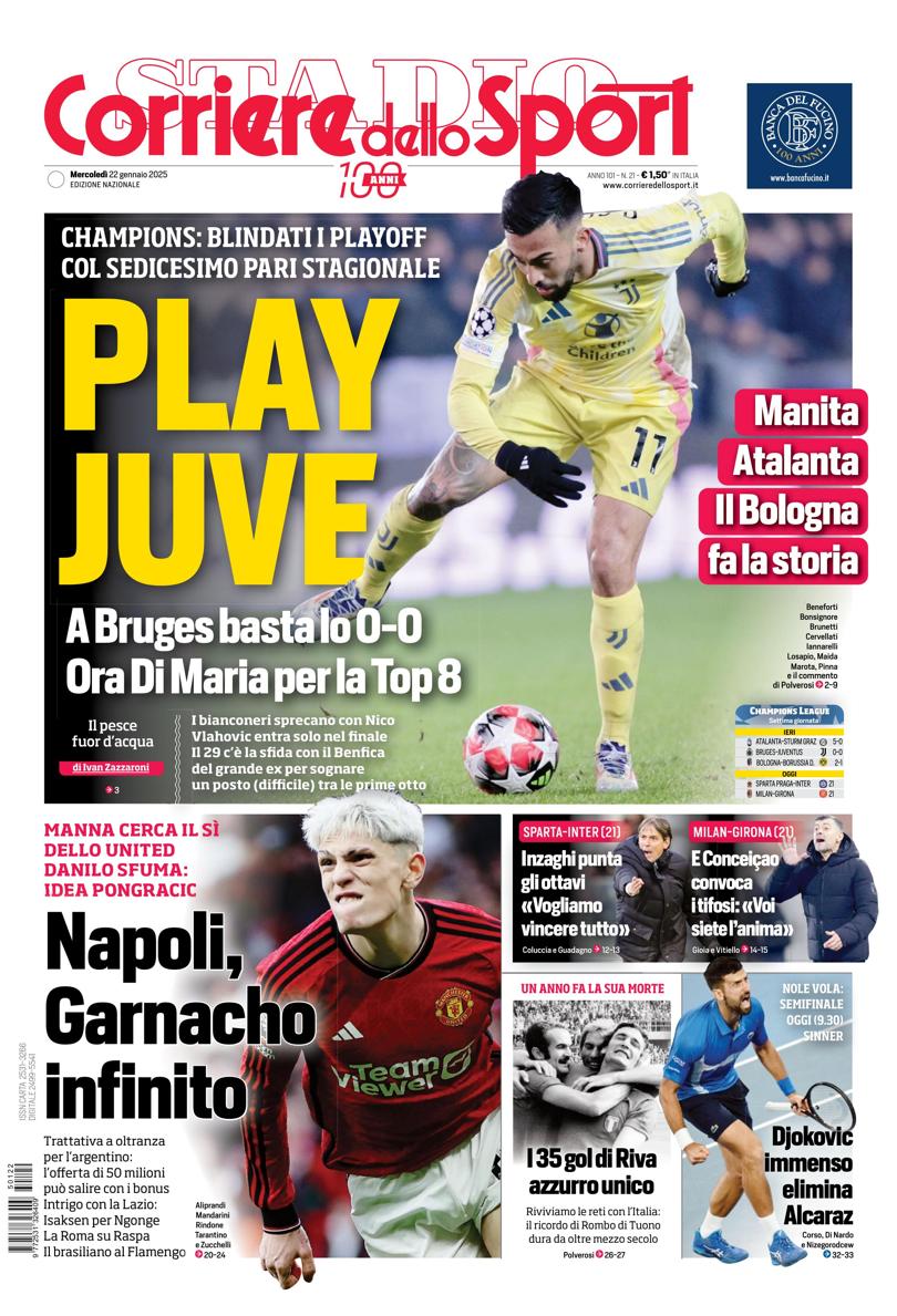 Prima-pagina-corriere-dello-sport-edizione-di-oggi-22-01-2025