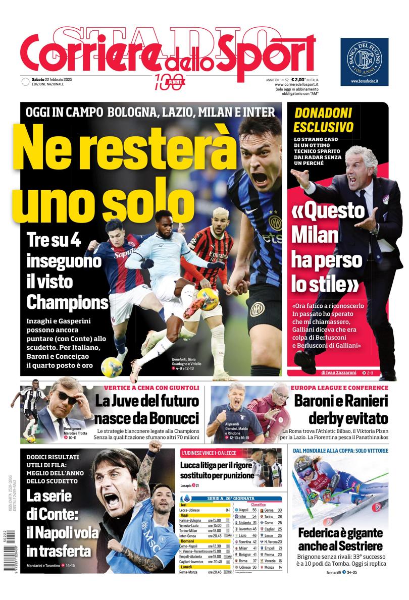 Prima-pagina-corriere-dello-sport-edizione-di-oggi-22-02-2025