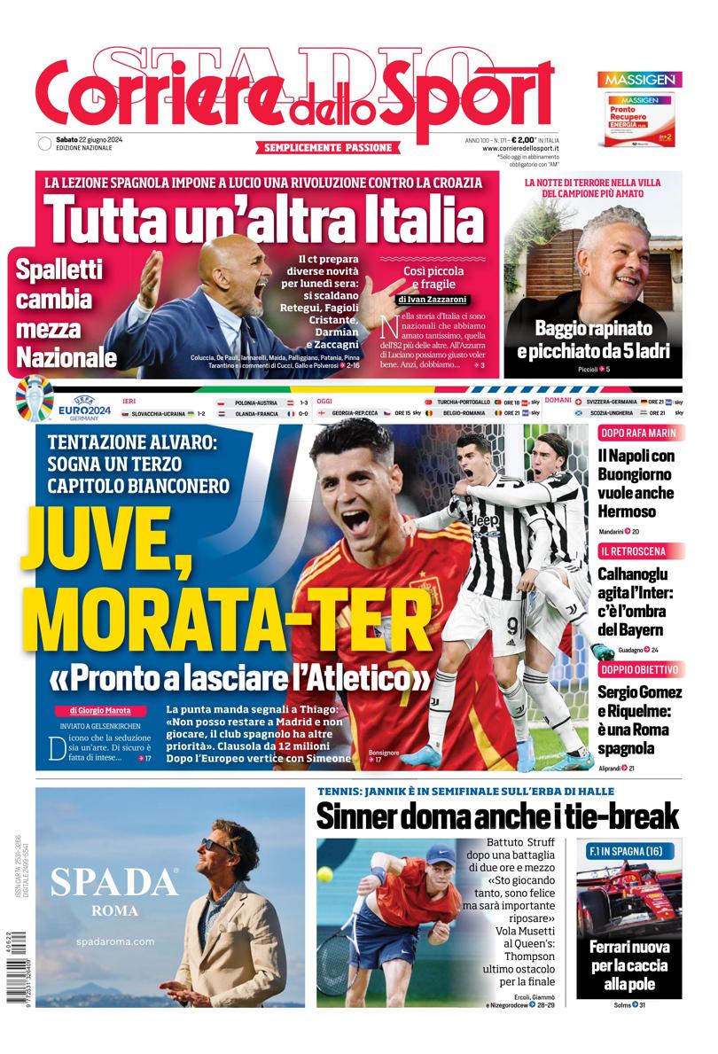 Prima-pagina-corriere-dello-sport-edizione-di-oggi-22-06-2024