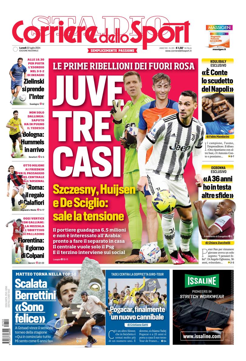 Prima-pagina-corriere-dello-sport-edizione-di-oggi-22-07-2024