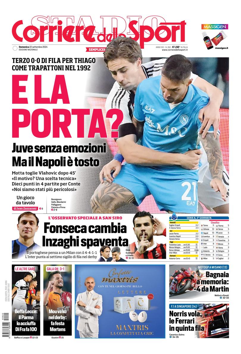 Prima-pagina-corriere-dello-sport-edizione-di-oggi-22-09-2024