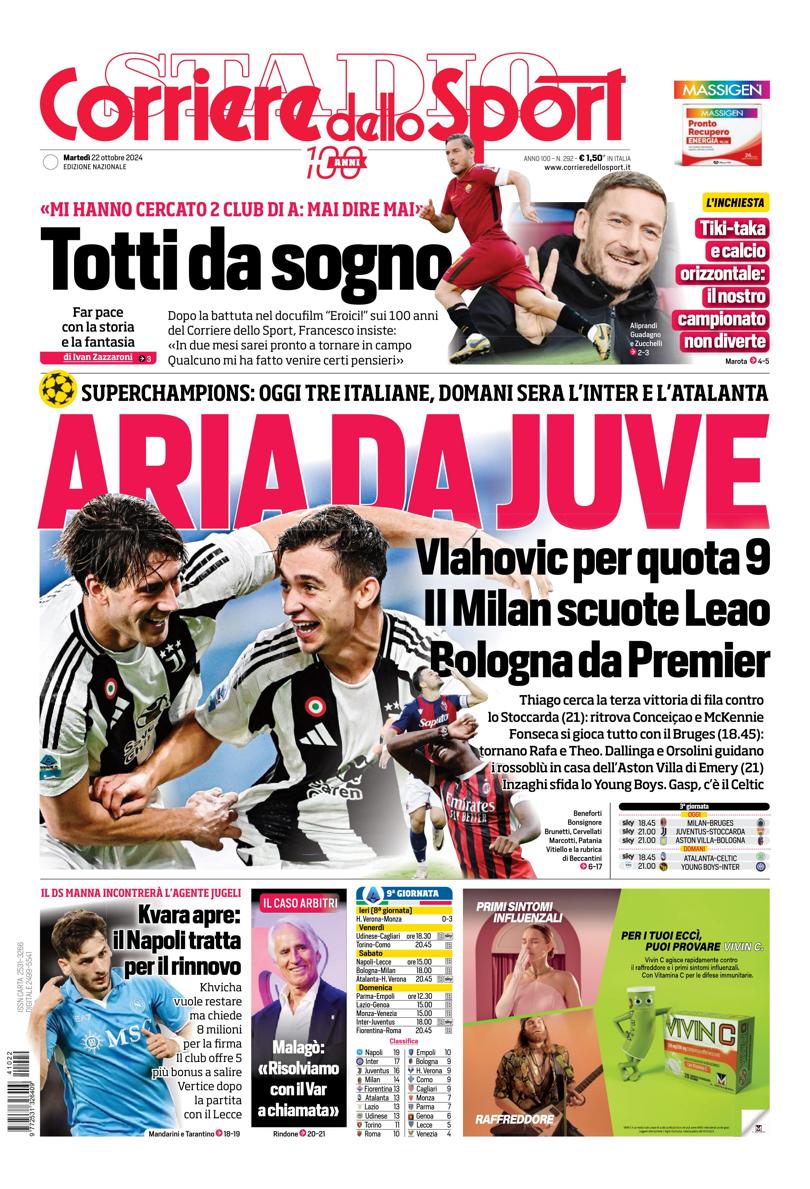 Prima-pagina-corriere-dello-sport-edizione-di-oggi-22-10-2024